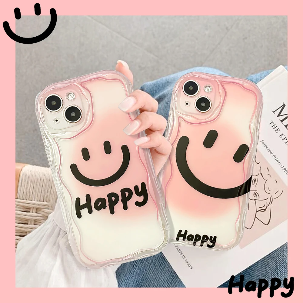 适用苹果/华为/OPPO/VIVO/小米F HAPPY趣味微笑脸表情情侣手机壳