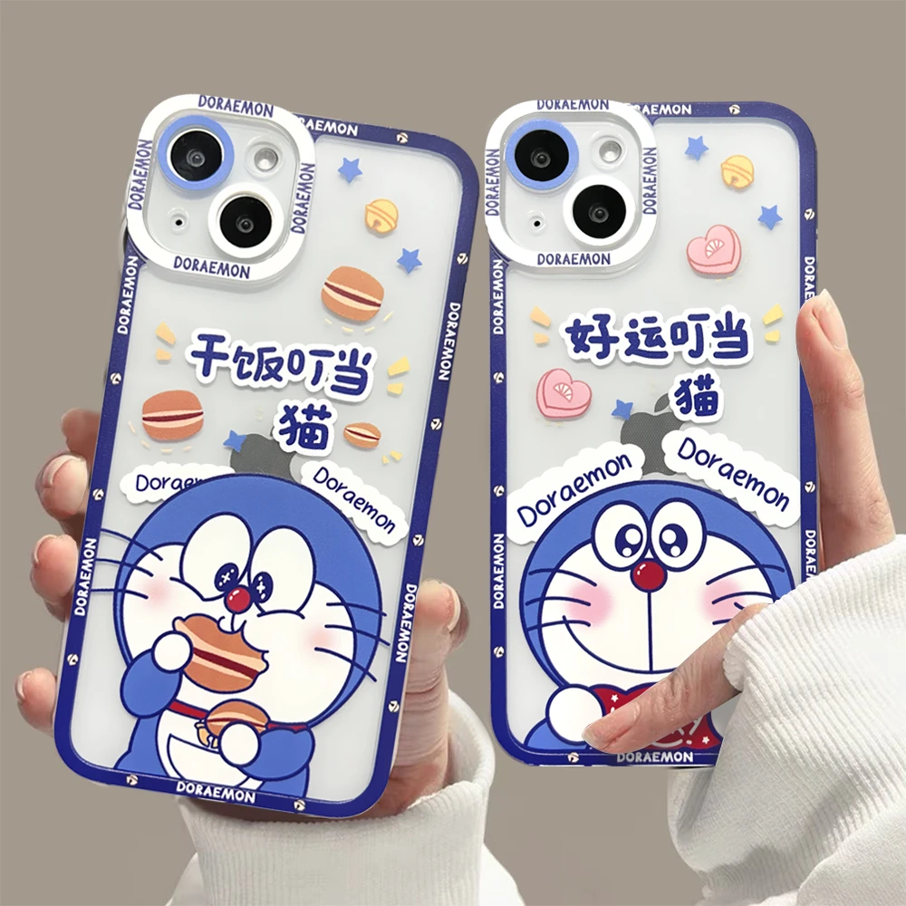 适用苹果/华为/OPPO/VIVO/小米F 可爱叮当猫情侣透明全包手机壳女