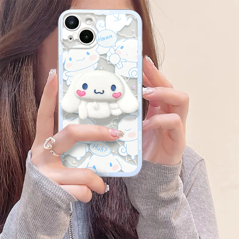 适用苹果/华为/OPPO/VIVO/小米F 可爱玉桂狗支架透明防摔手机壳女