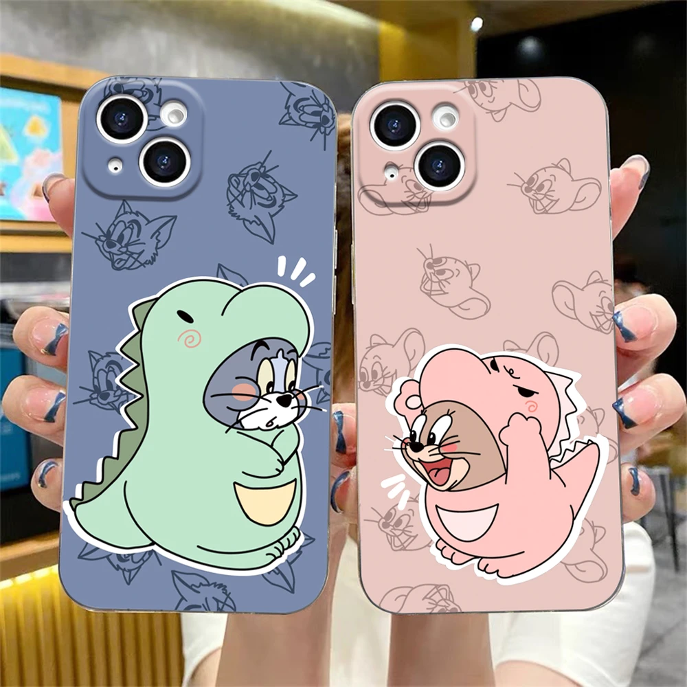 适用苹果/华为/OPPO/VIVO/小米F 可爱猫和老鼠磨砂情侣防摔手机壳