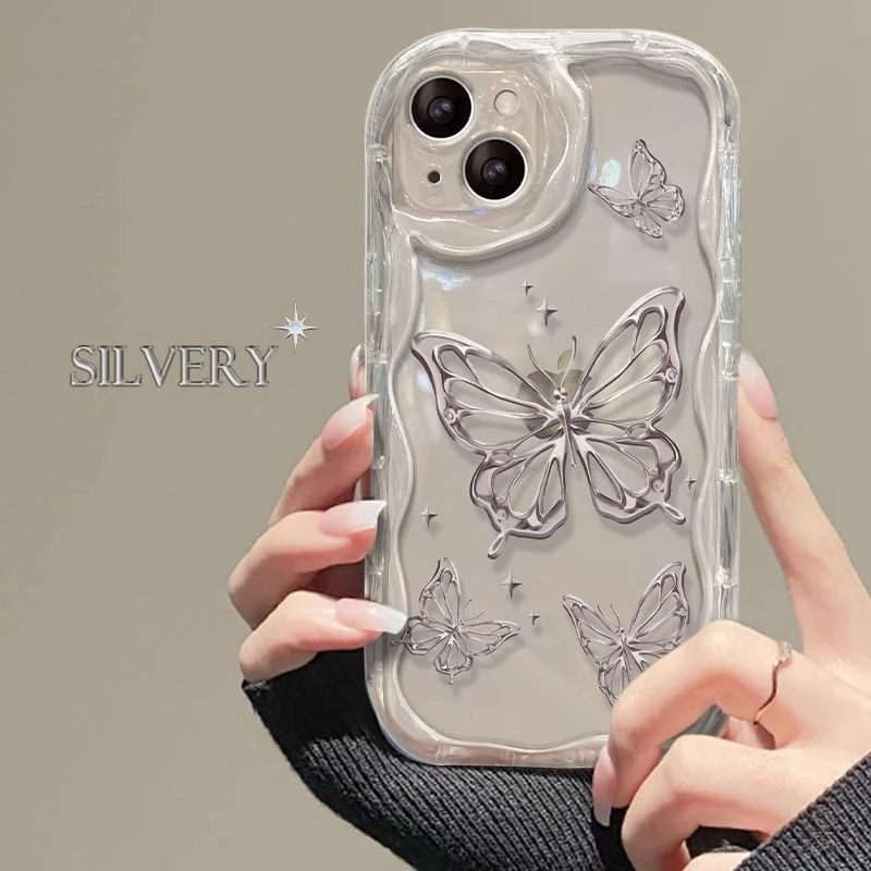 满屏金属蝴蝶适用iphone15/14/13苹果手机壳华为vivo小米oppo红米