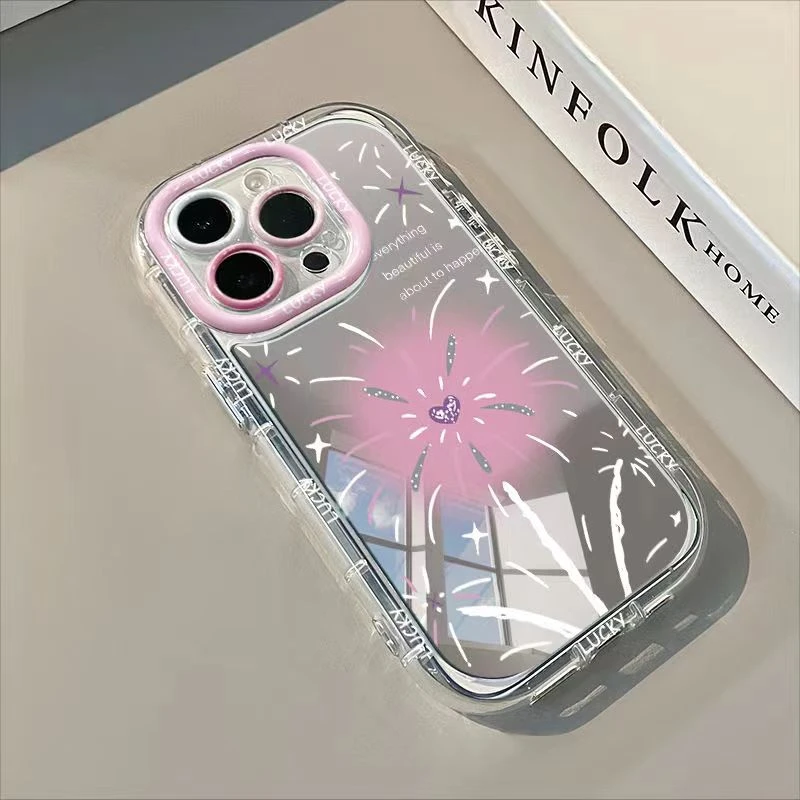 粉色烟花适用iphone15/14/13时尚华为vivo小米oppo手机壳爆款女生