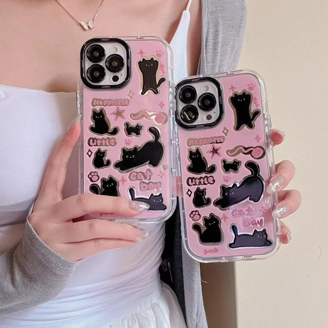 小猫适用苹果iphone小米15/14/13promax防摔vivo华为oppo手机壳女