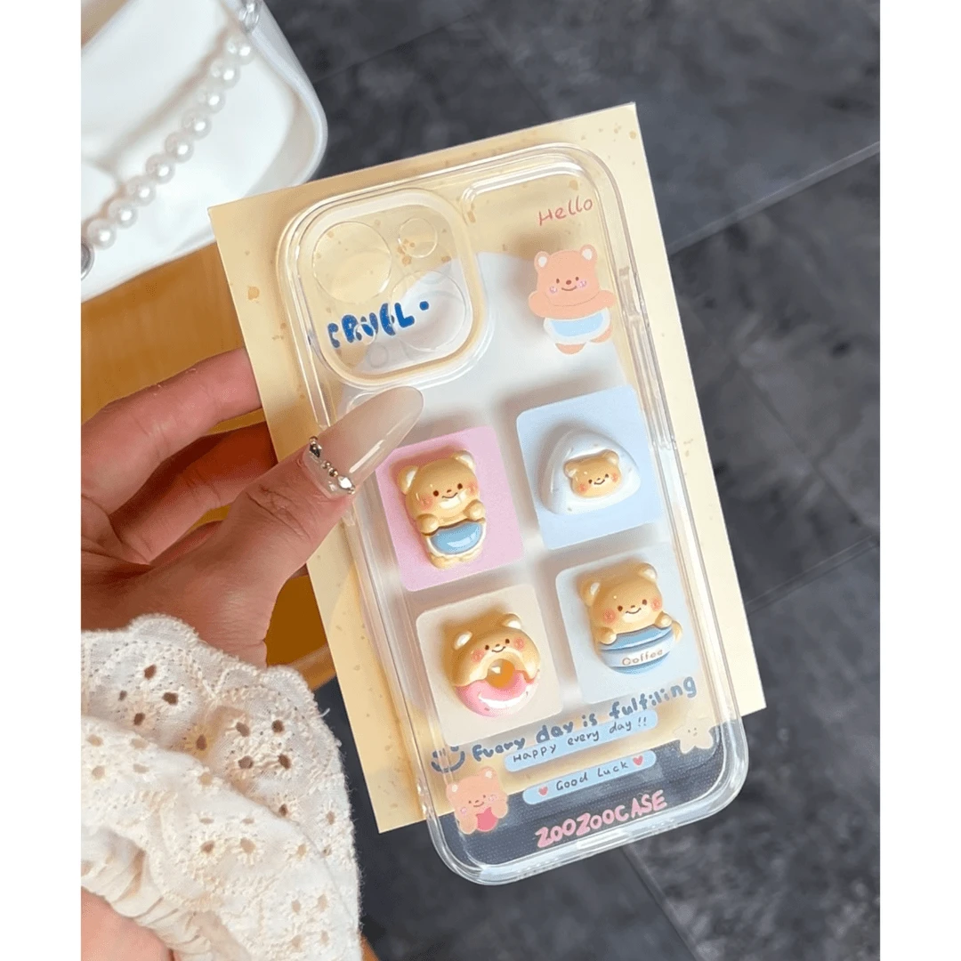 四宫格小熊适用iphone15/14/13时尚华为vivo小米oppo手机壳爆款女