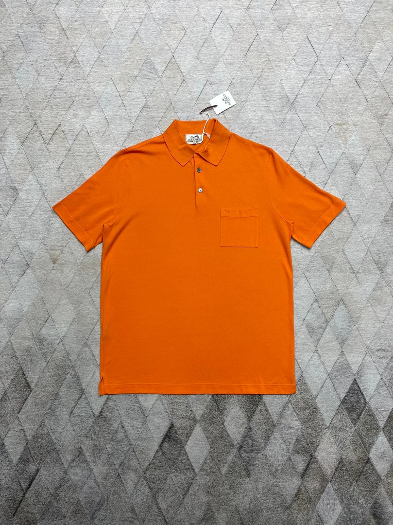 全新未使用 Hermes/爱马仕 121236 爱马仕橙色男士Polo衫