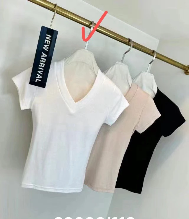 女士紧身T血 时尚打底 百搭弹力短款半袖