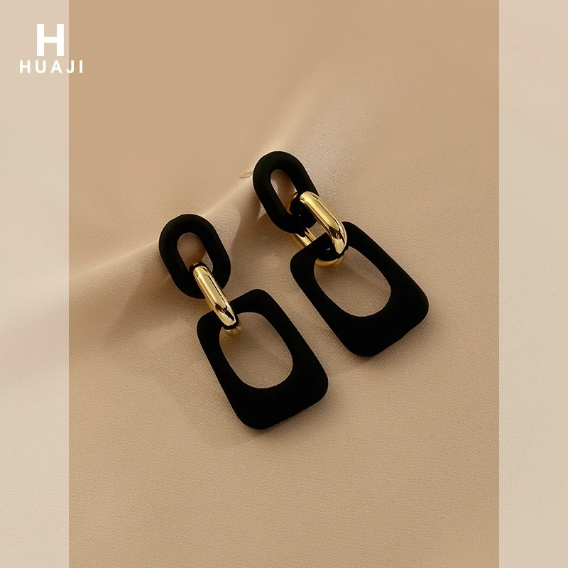 花迹 铜合金亚克力耳饰 简约百搭耳环冷淡风欧美夸张个性耳坠港风