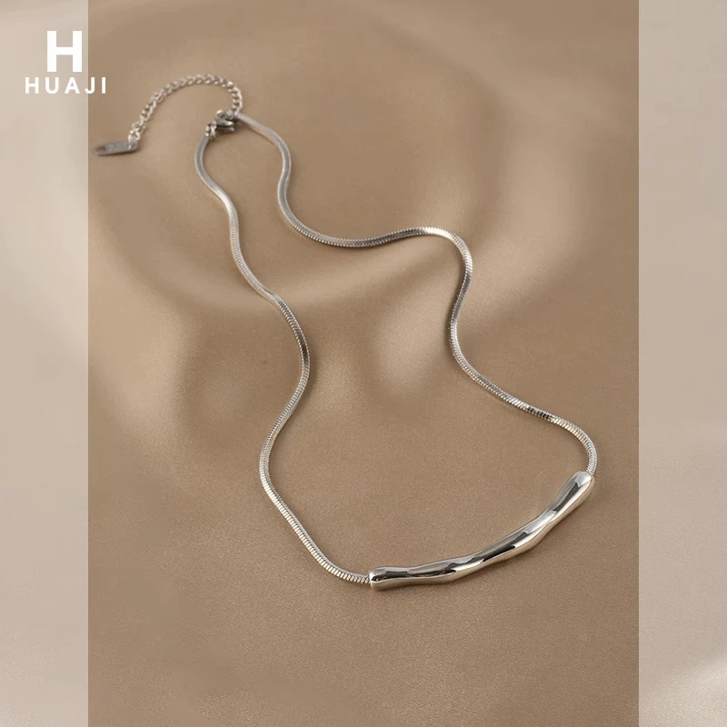 花迹 钛钢项链 不规则褶皱夏季小众设计感锁骨链ins冷淡风脖颈链