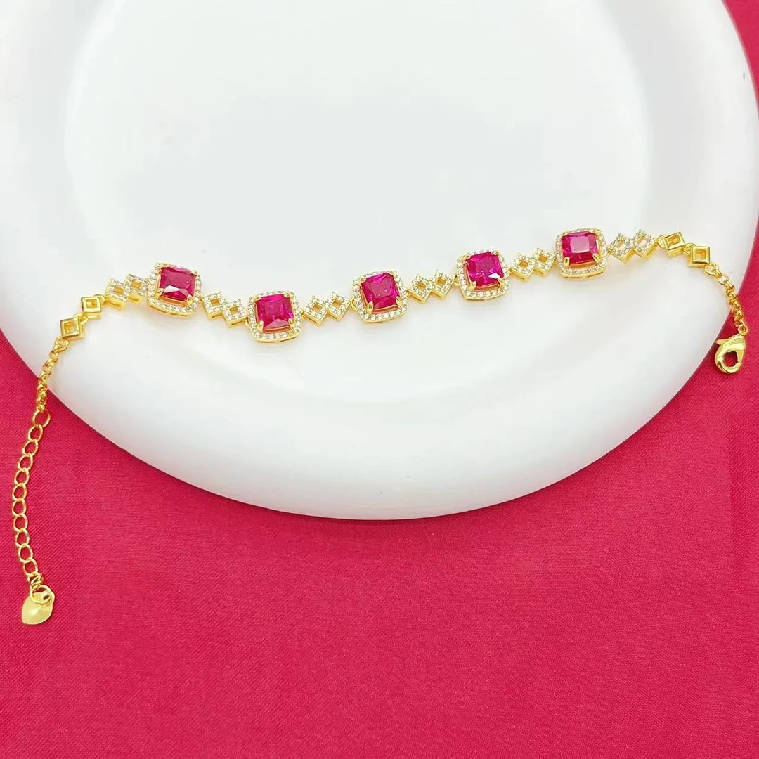 【杰哥专属】传承名贵宝石星光红宝石方糖气质手链K507