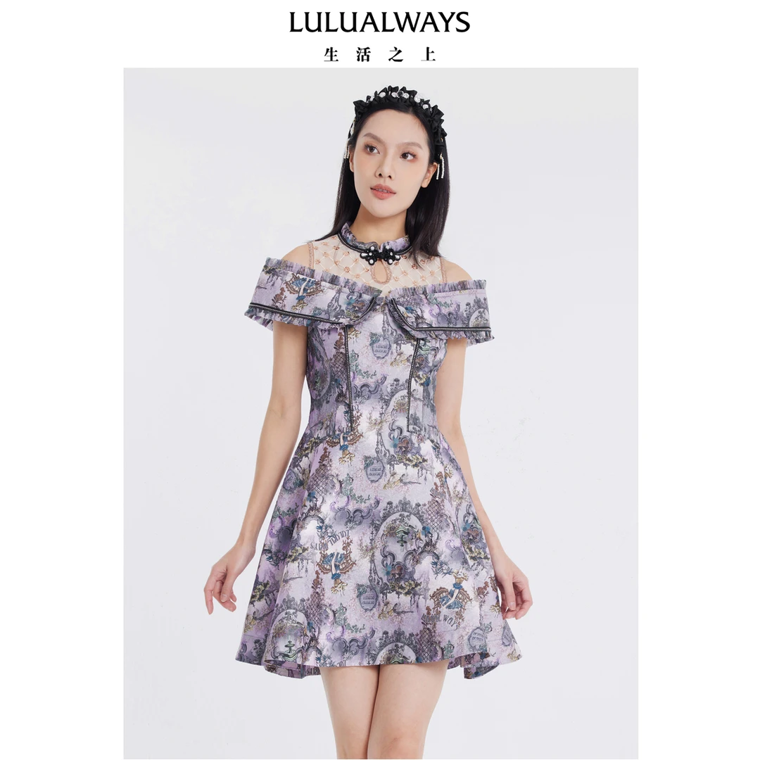 LULUALWAYS24夏季华丽重工别致复古提花女装连衣裙