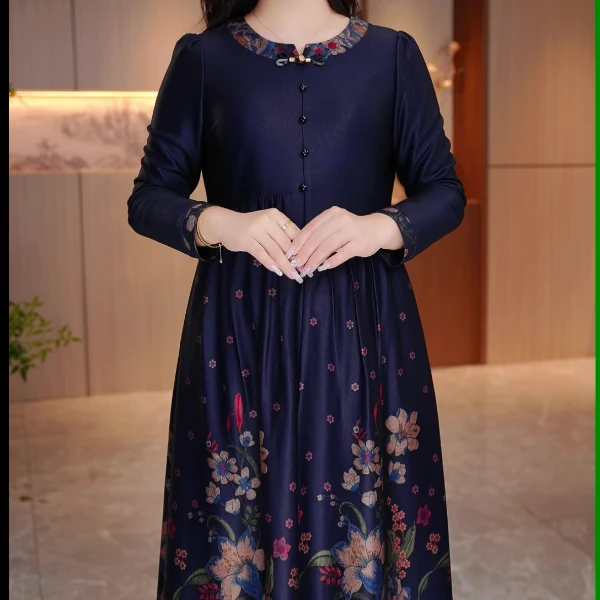 大码女装洋气减龄国风元素连衣裙遮肉显瘦加肥加大显瘦OY-D3025