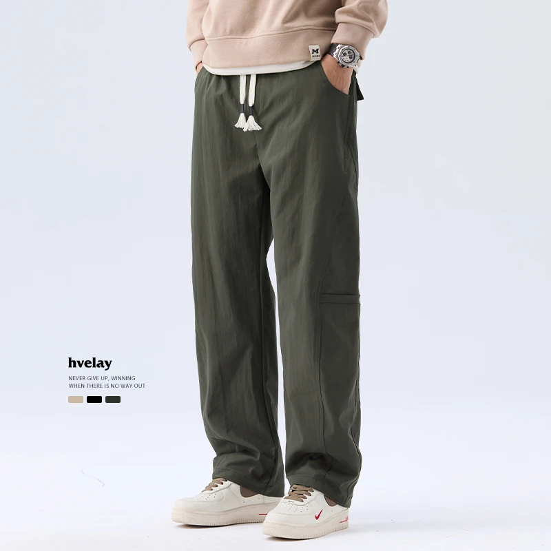 hvelay休闲裤男春秋美式新款复古直筒工装裤潮牌宽松运动百搭长裤