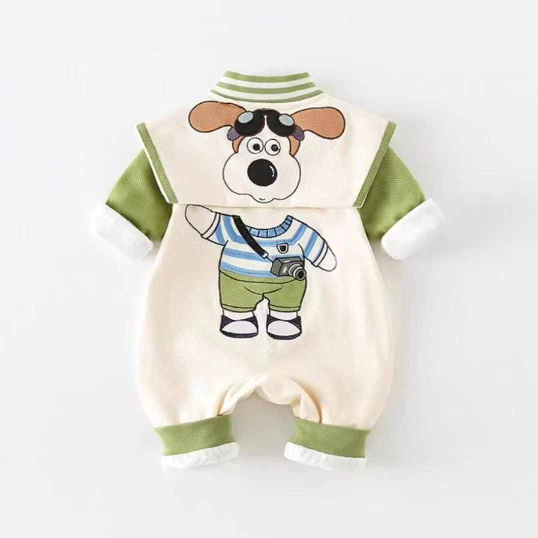 春秋季新款男女宝宝婴幼儿双层挎包相机狗狗学院风长袖洋气婴儿