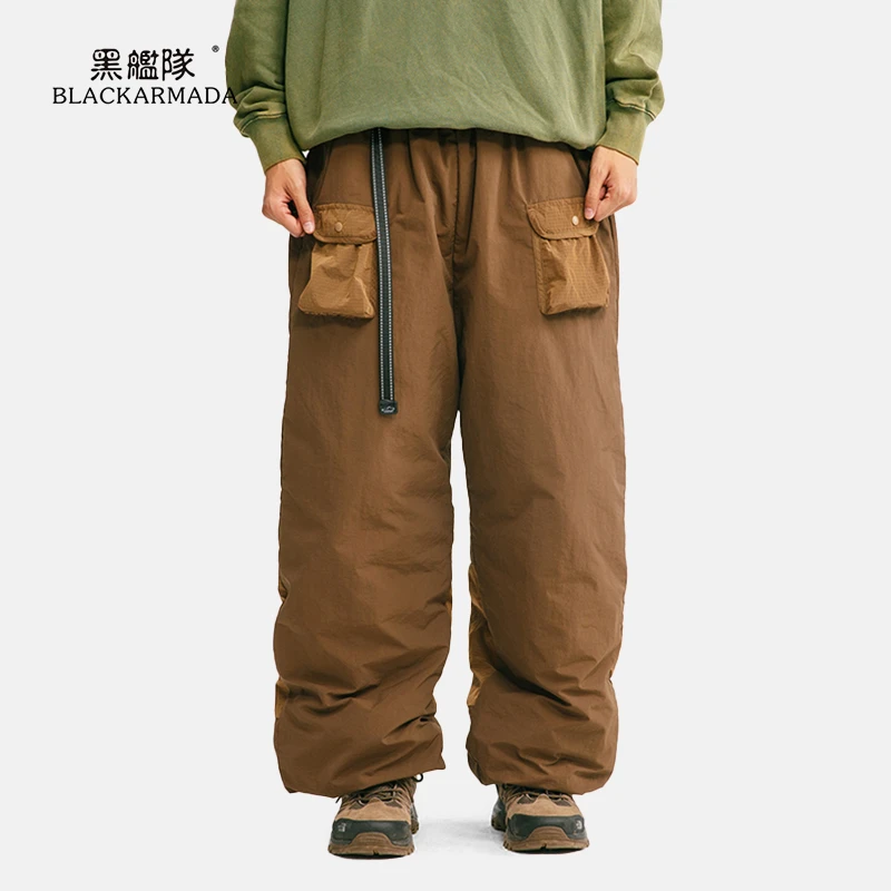 黑舰队超宽松秋冬保暖鸭绒裤户外工装防风抗寒滑雪羽绒裤LR5808