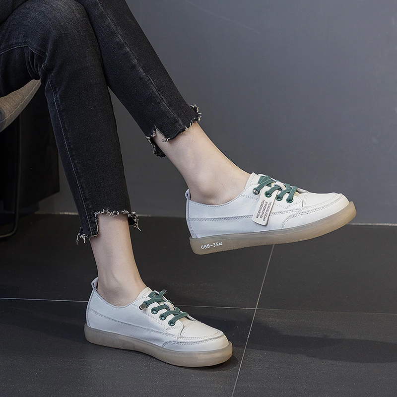 2024时尚新款孕妇宝妈懒人一脚蹬小白鞋女超软真皮轻便软底护士鞋