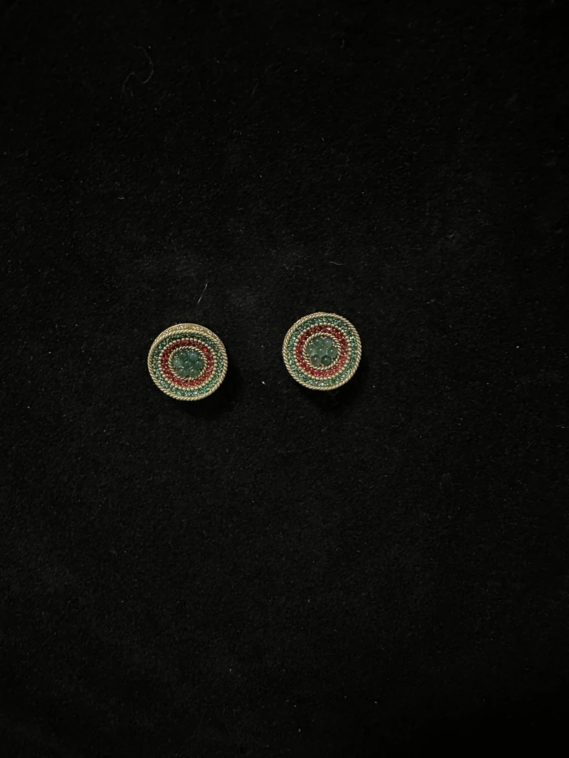 铜合金合成锆石耳饰 ZE0183中古耳饰