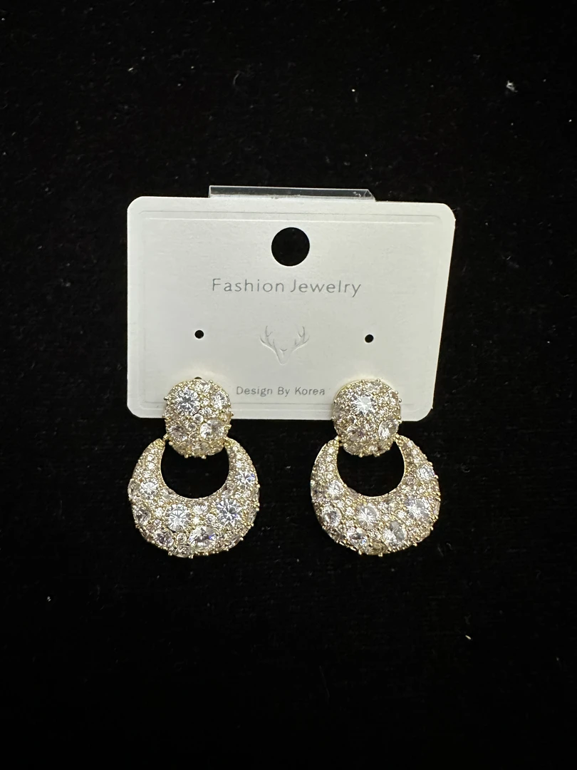 铜合金合成锆石耳饰 QE0023高奢耳饰