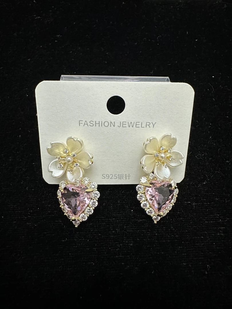 铜合金合成锆石耳饰 QE0096高奢耳饰