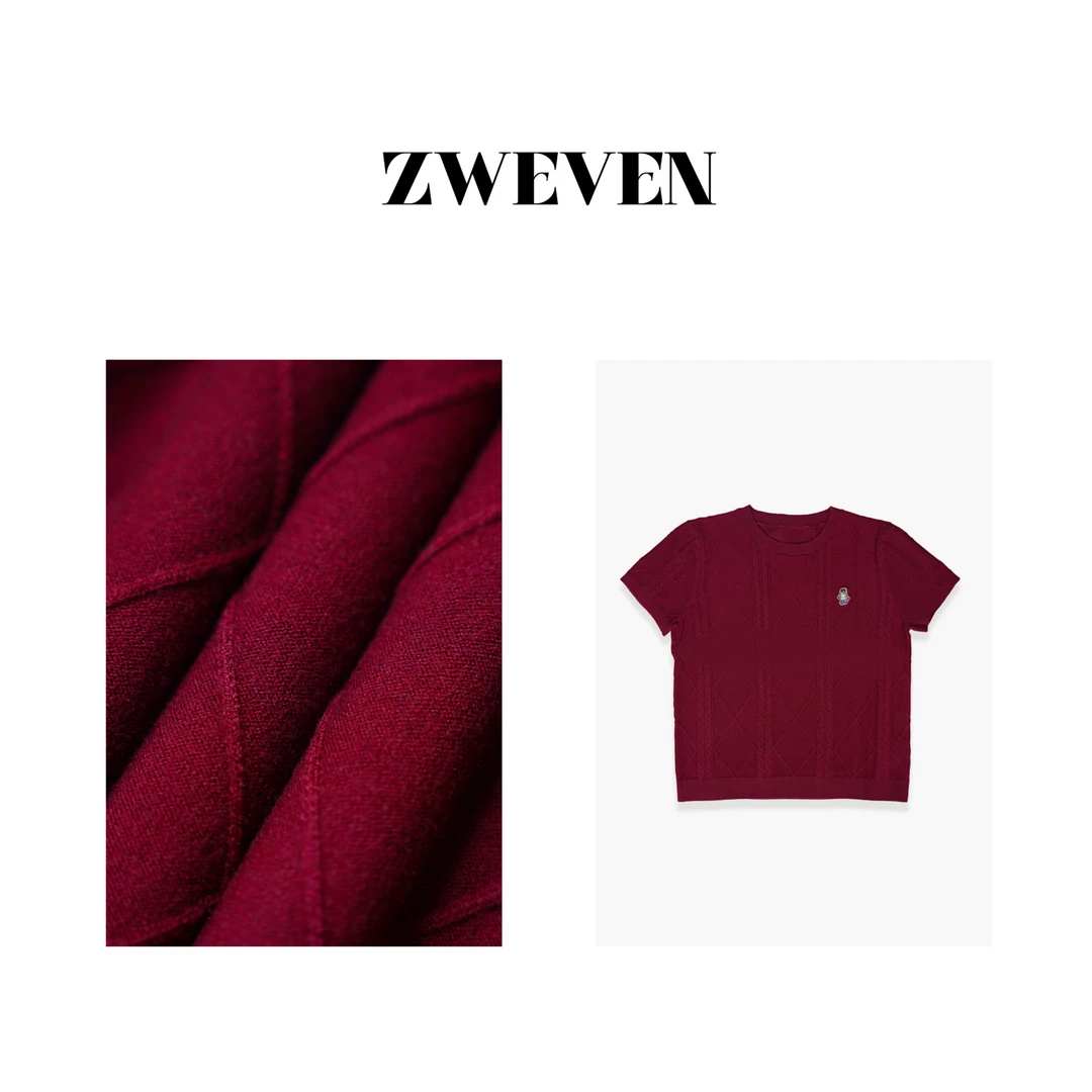 ZWEVEN"熊熊T" 2024新品 百搭纹路休闲T恤 七七-W68687