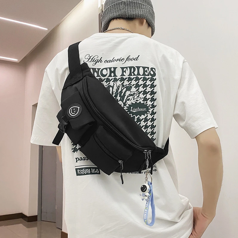 新款ins风潮牌胸包男休闲日系单肩包女生背包潮流斜挎包男士腰包