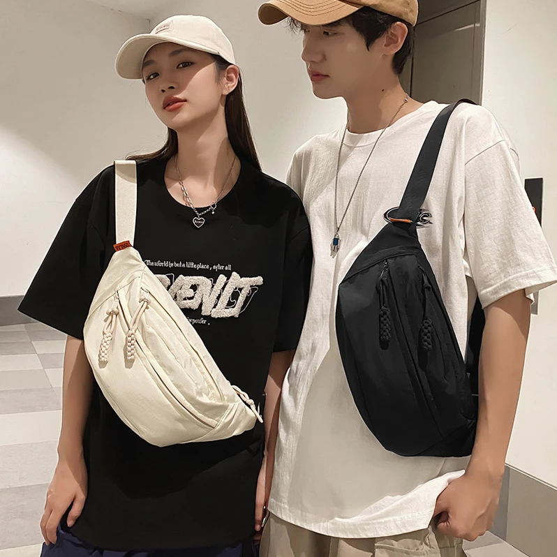 帆布包单肩斜挎包女日系大容量胸包时尚简约休闲运动男士轻便腰包