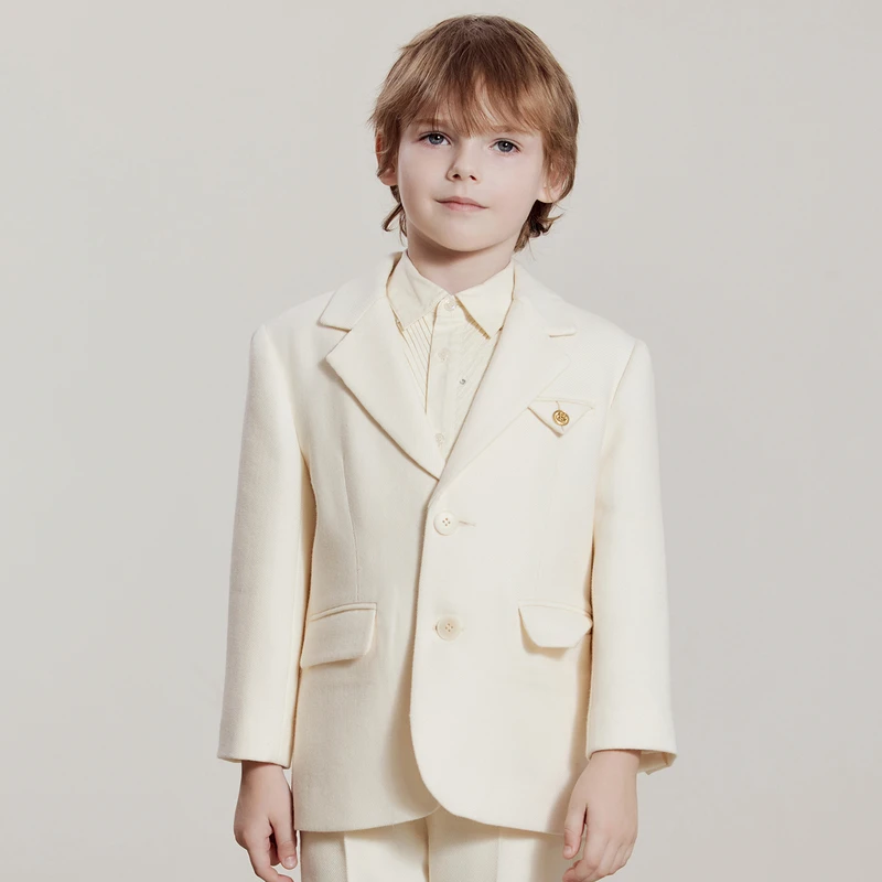 ff&dd童装2024冬西装男童纯白高级休闲西装英伦风绅士礼服演出服
