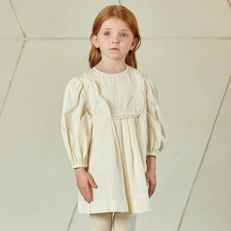 ff&dd童装2024秋季连衣裙女孩泡泡袖高级感洋气时尚公主连衣裙子