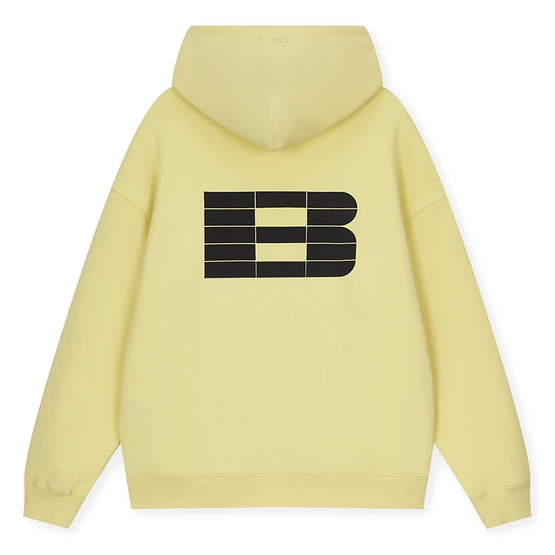 BONELESS宽松加绒前后字母厚板印花基础卫衣高街套头连帽百搭休闲