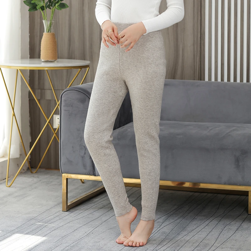 秋冬季羊毛裤加厚加绒保暖女士大码修身毛线裤打底羊绒裤打底裤