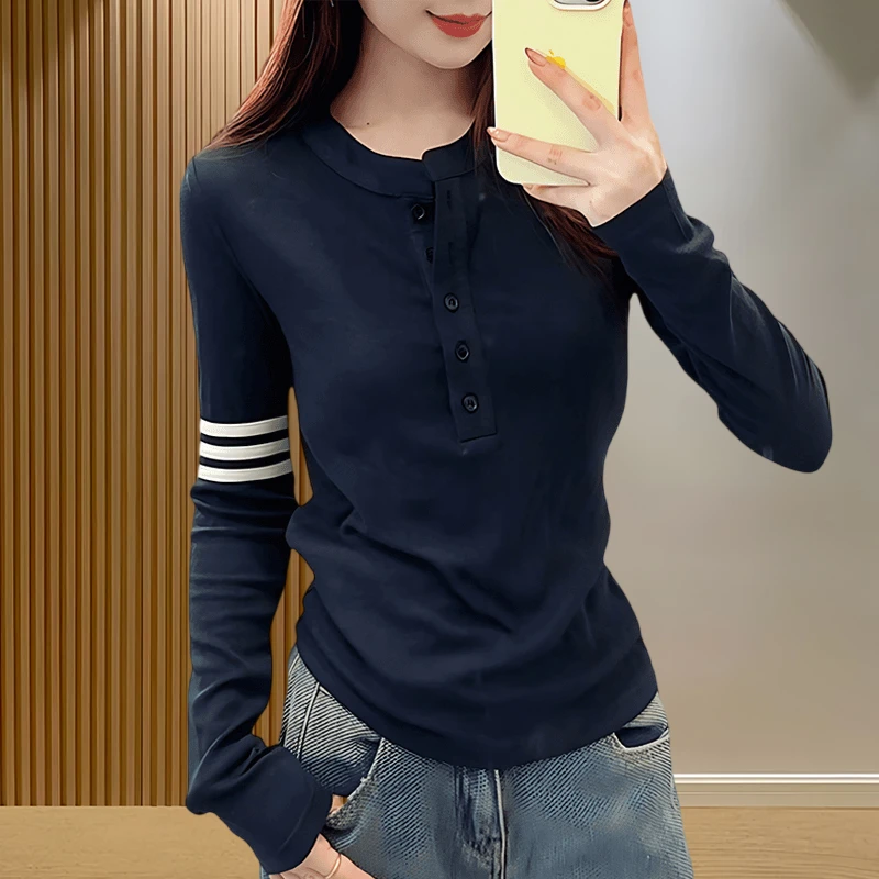 韩版小众设计修身显瘦长袖打底衫女装2025秋季新款高级感潮牌上衣