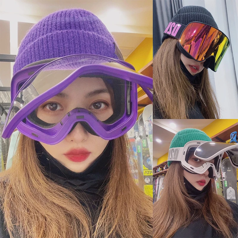 D2K 滑雪镜单板双板男女磁吸翻盖镜片防风护目镜柱面防雾专业雪镜