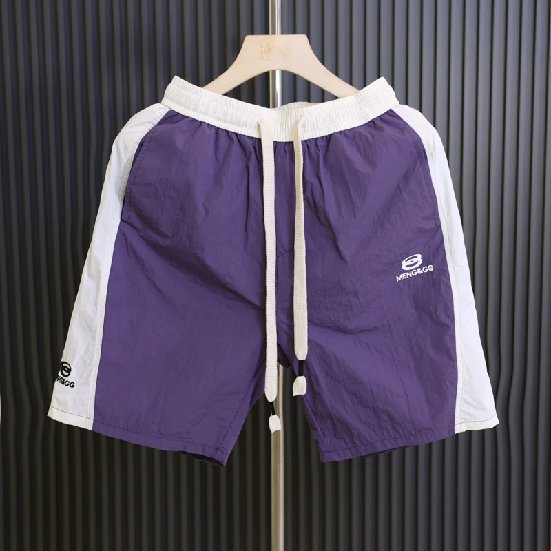 男士夏季时尚休闲百搭情侣短裤运动宽松潮流拼接薄款透气沙滩撞色