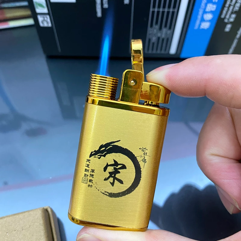 直冲蓝焰充气金属打火机定制姓氏图案