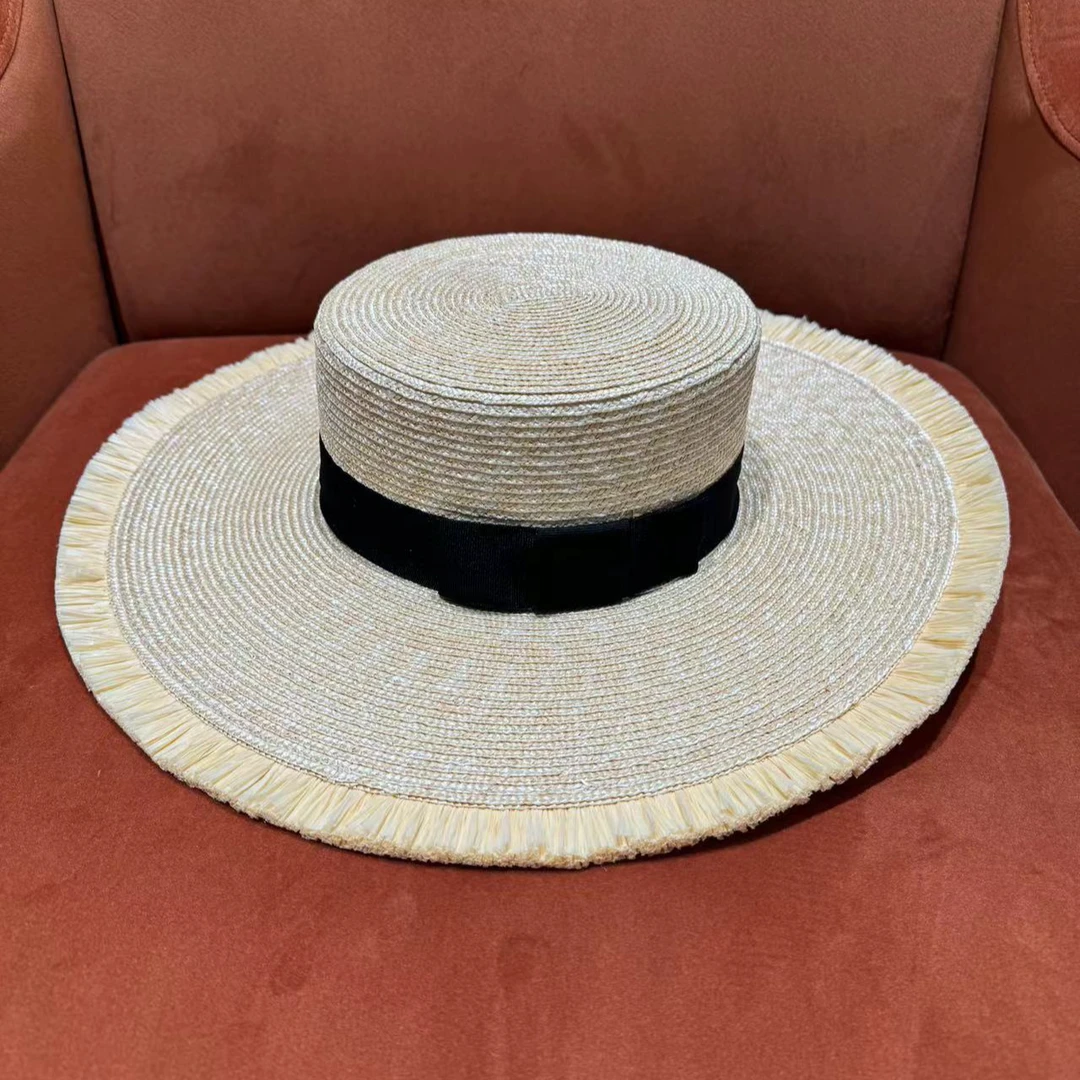 DESIGNICE/迪赛尼斯夏季时尚户外百搭平顶编织遮阳草帽7950