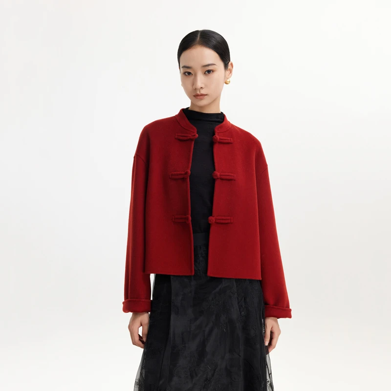 【专柜款】24年冬季新款高级红色大衣8367