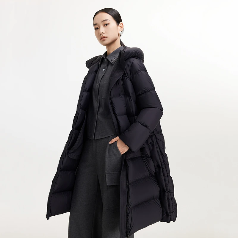 【专柜款鹅绒】24年冬季新款长款连帽加厚保暖羽绒服外套8361