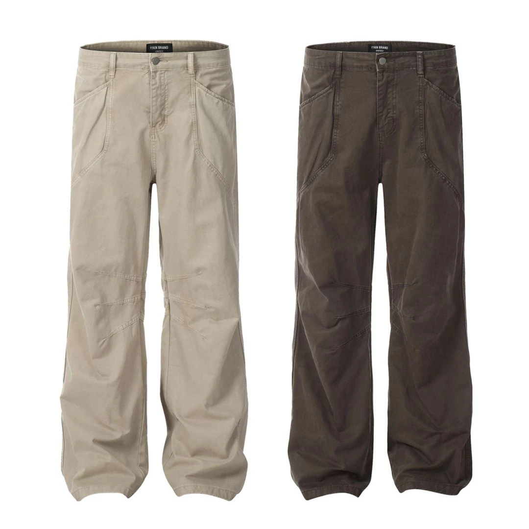 11KN 美式复古休闲牛仔裤男宽松直筒阔腿显瘦休闲百搭长工装jeans