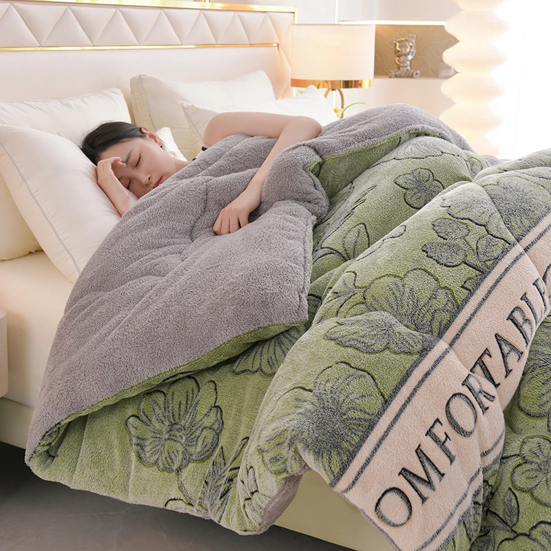 加厚保暖雪花绒冬被羊羔绒被子被芯舒适透气可爱卡通春秋被亲肤感