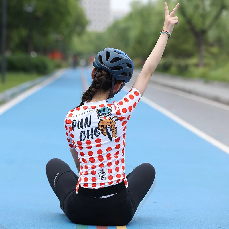 为胜【春夏经典款-爬坡手圆点衫】短袖骑行服男女弹力速干防晒公路