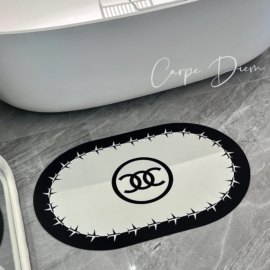 小香风硅藻泥软地垫卫生间进门地垫卫浴防滑吸水速干浴室地毯圆形