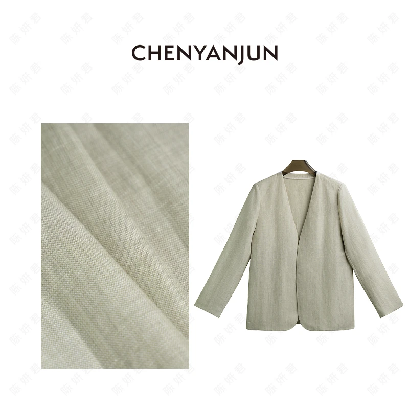 陈妍君【金典极简无领咩咩毛亚麻西服】CHENYANJUN  CYJ-WWO74-W146