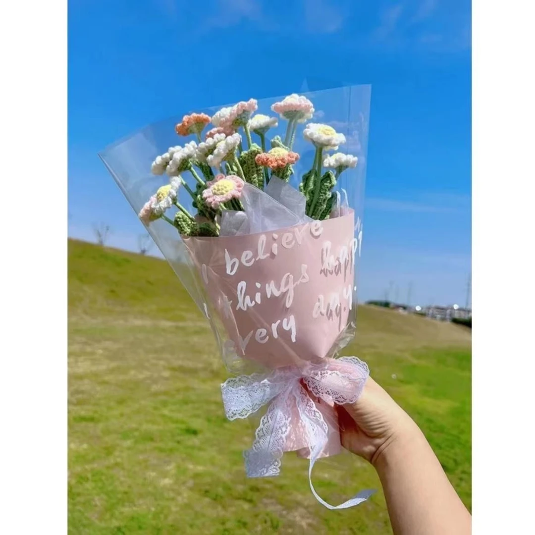 DIY手工小雏菊花束毛线钩针编织仿真花材料包永生花送女友闺蜜