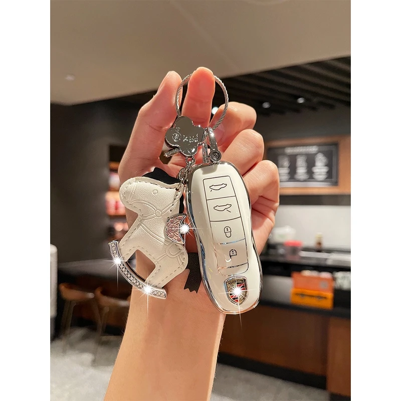 适用于保时捷718钥匙套Taycan车博斯特Boxster壳911包卡曼扣男女