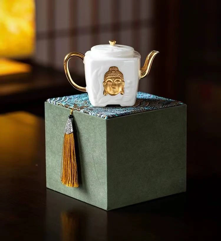 茶壶佛头心经玉瓷描金功夫茶具陶瓷精致单壶杯子套装2868
