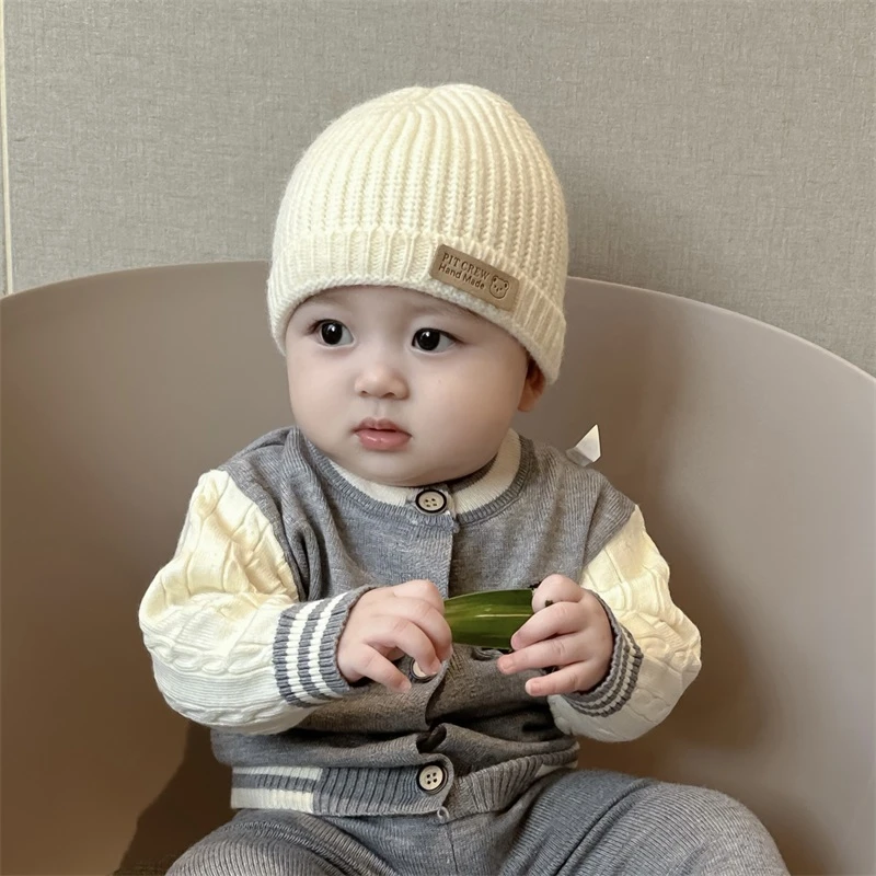 新生婴幼儿毛线帽针织帽秋冬保暖韩版男女宝宝套头帽防风可爱超萌