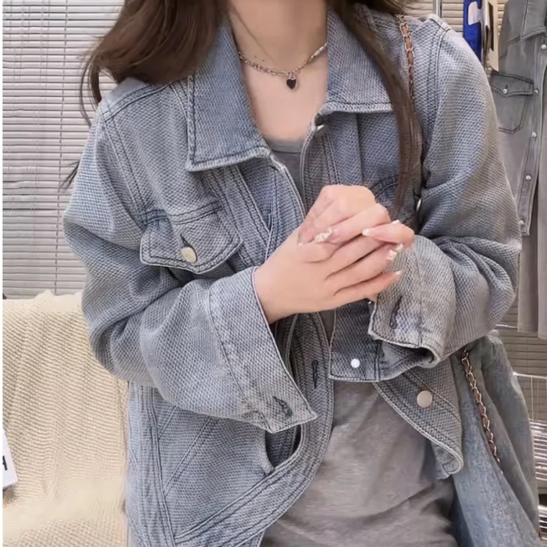韩版设计师款洋气宽松牛仔外套女2023秋季新款洋气复古百搭上衣潮