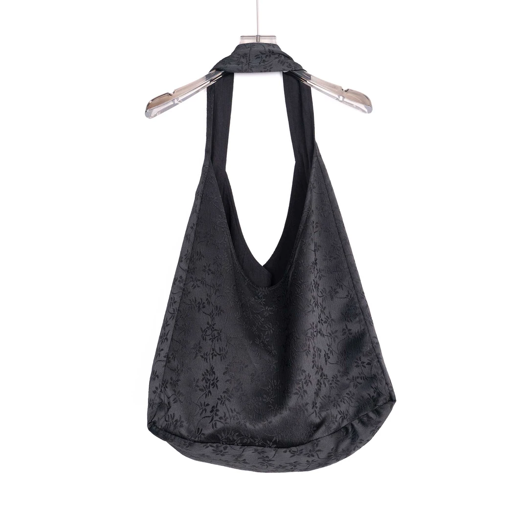 Y240477时尚休闲百搭黑色小众单肩斜挎包双面可用