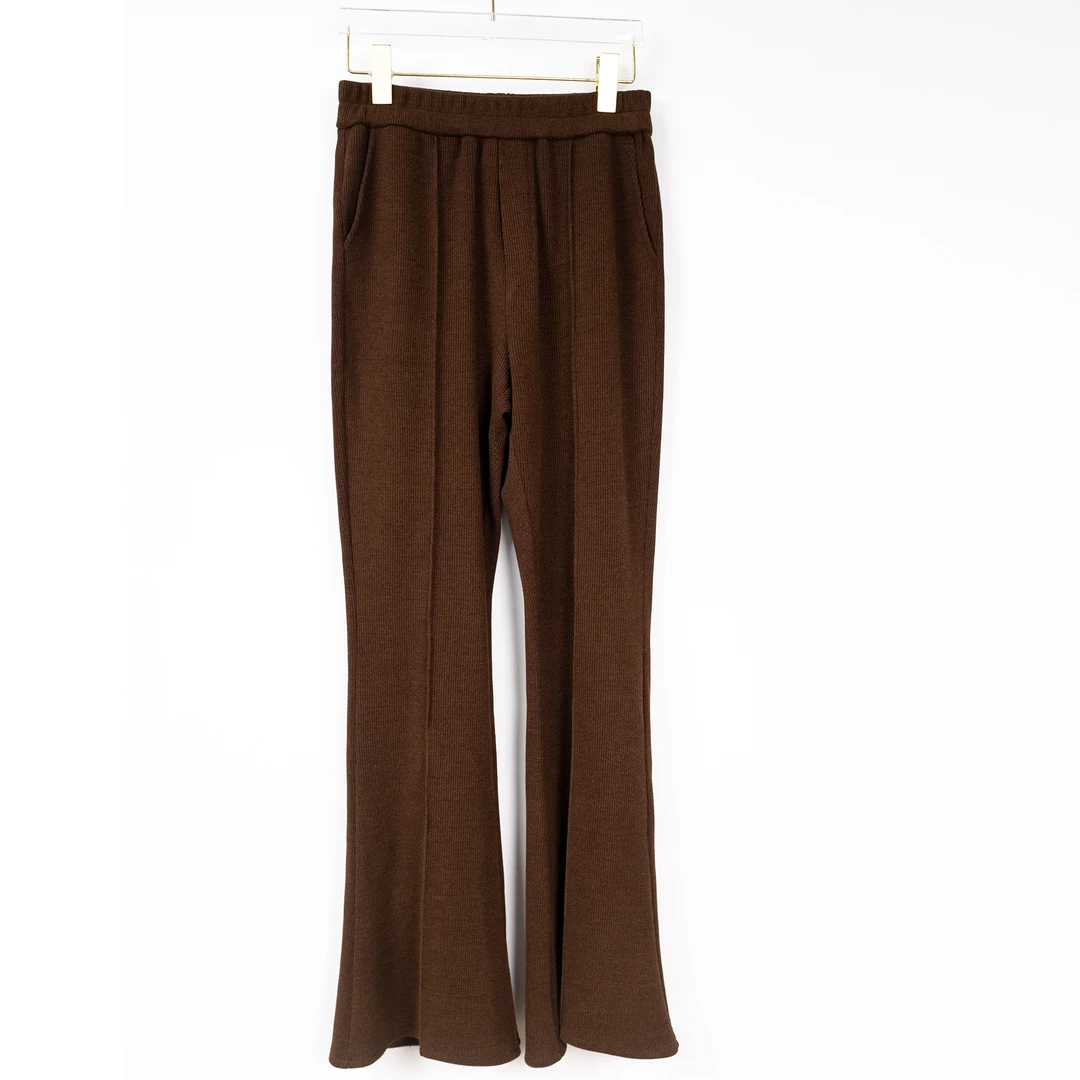 PK231224超垂羊毛面料秋冬新款大码女裤新款加厚百搭休闲喇叭裤