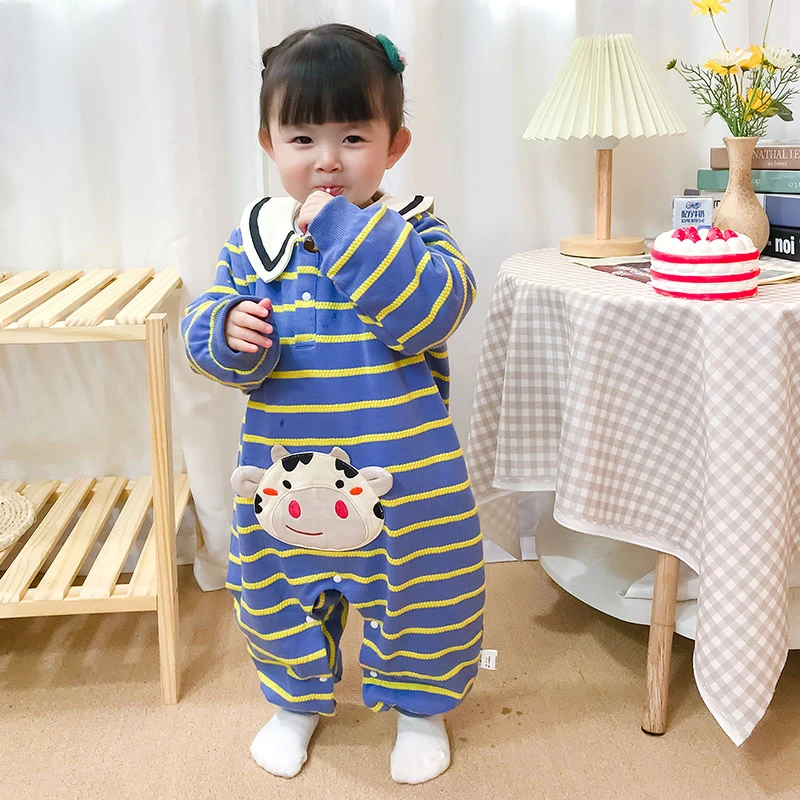 小牛哈衣婴儿连体衣春秋新款薄款透气卡通爬服66-100码MG11010