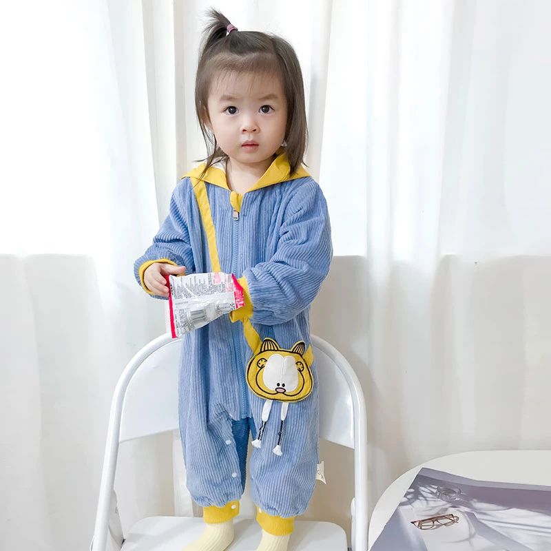 （小乖家）加菲猫灯芯绒连体爬服66-100码MA13001